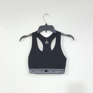 New Balance Sz L Spellout Black Sports Bra